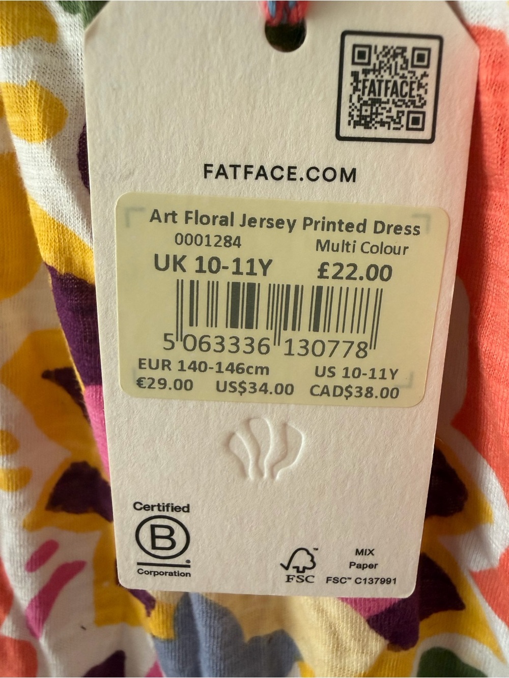 BNWT FATFACE Girls Floral Puff-Sleeve Summer Dress in Multi-Color pockets 10/11 - Picture 8 of 8